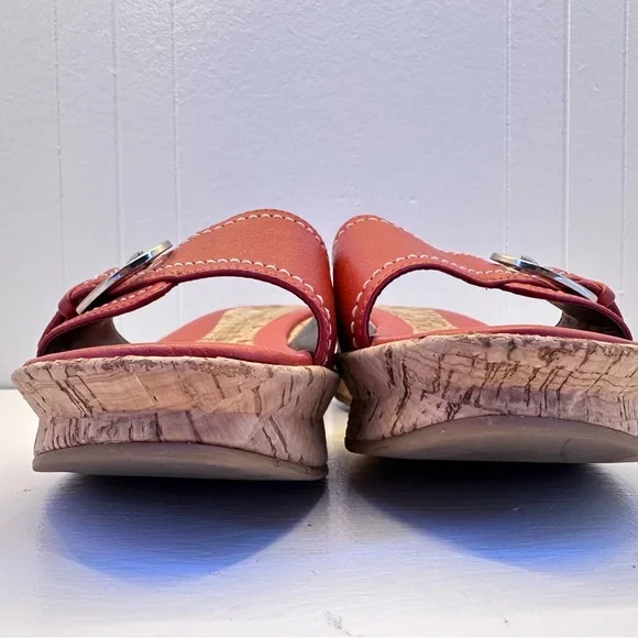 Antonio Melani Logan Orange Leather Cork Wedge Sandals Slides Women's Size 7.5 M - Picture 6 of 13